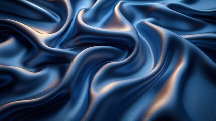 Obraz premium Dark Blue Silk Satin Soft Folds, Background HD, Illustrations