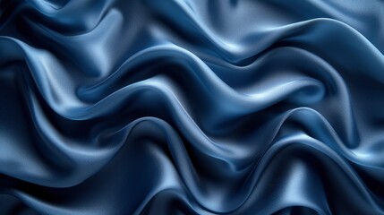 Obraz premium Dark Blue Silk Satin Soft Folds, Background HD, Illustrations