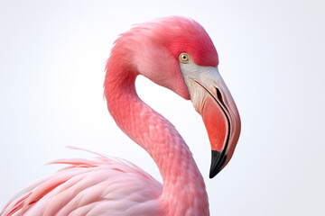 Pink flamingo on a white background