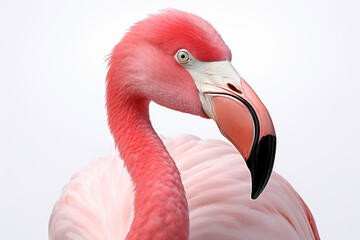 Fototapeta premium Pink flamingo on a white background
