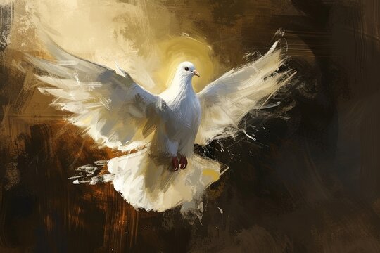 Painting of Holy Spirit like white dove.