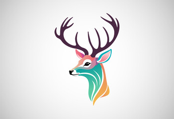 Deer Colorful Logo. Deer Head Logo Design Vector illustration.