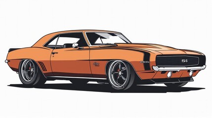 Vector illustration depicting an American muscle car