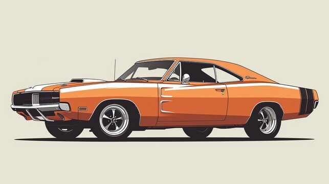 Vector illustration depicting an American muscle car