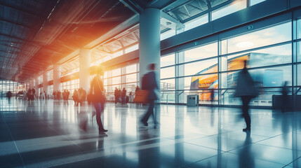 Motion blur at the airport for a website banner.