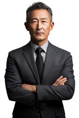 Asian businessman with suit on white background.