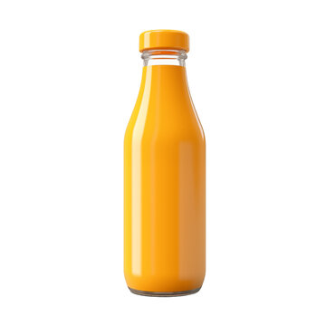 3d orange juice bottle isolated on transparent background, png
