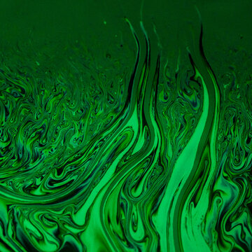 Abstract green and black fluid art pattern
