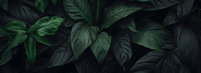 a close up of black, green leaves ai generative