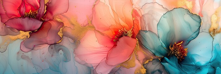 amazing floral art background . Natural luxury abstract fluid art painting in alcohol ink technique