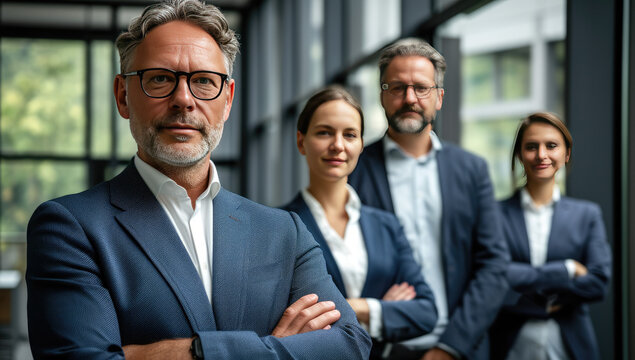 Portrait of business people and team in the office, leadership collaboration corporate diversity partnership teamwork business person in formal suit