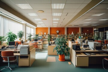 Interior of a 90s style office in a building