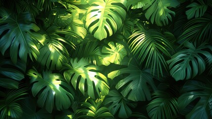 Fototapeta premium Light Shade On Palm Leaf Background, Background HD, Illustrations
