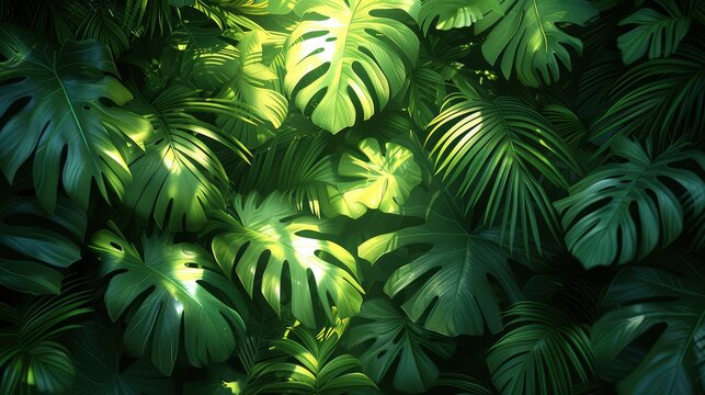 Light Shade On Palm Leaf Background, Background HD, Illustrations