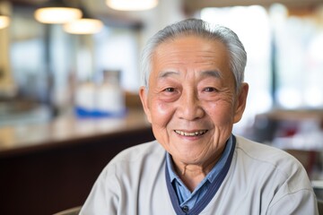 Smiling portrait of a senior man in a nursing home