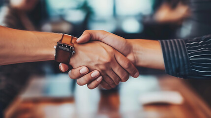 two people shaking hands for a business deal - obrazy, fototapety, plakaty