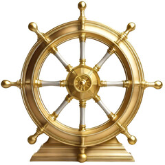 Old Ship Steering Wheel Isolated on Transparent Background.