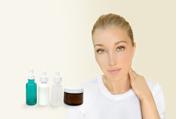 Skin solutions.Concept of rejuvenationskin ,serum, moisturizing and whitening serum, fruit acids