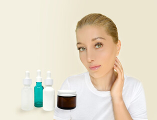 Skin solutions.Concept of rejuvenationskin ,serum, moisturizing and whitening serum, fruit acids