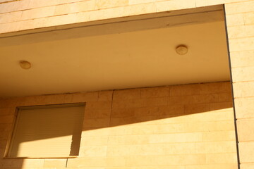 Architectural details of the construction of buildings and structures in Israel. Abstract fragment of modern architecture.