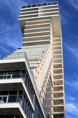 Architectural details of the construction of buildings and structures in Israel. Abstract fragment of modern architecture.