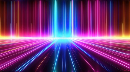 Empty background scene. Dark street, reflection of blue and pink neon light on wet pavement.
