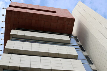 Architectural details of the construction of buildings and structures in Israel. Abstract fragment of modern architecture.
