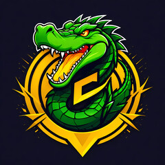 Crocodile alligator strong angry mascot esports logo with modern illustration for gaming and streamer. Suitable for badge, emblem and t shirt printing. Angry crocodile logo for sport and esport.