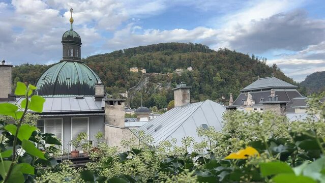 Salzburg Kapuzinerberg viewed from historic Kaiviertel district