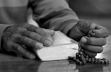 praying to God with hands together with people stock image stock photo	