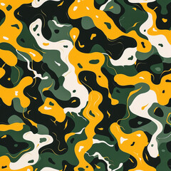 Eye-catching dark green, gold, and white camo pattern for download. Perfect for fashion designers, graphic artists, and DIY enthusiasts.