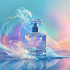 Stunning image showcasing a bottle of perfume, evoking allure and elegance. Targets perfume enthusiasts and consumers, enticing them with the promise of sophistication and indulgence.