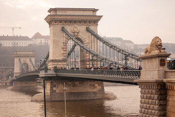 view of the chain bridge in Budapest