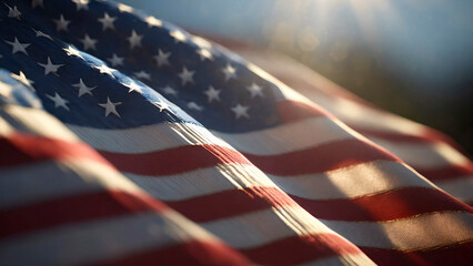 American flag in late afternoon light - obrazy, fototapety, plakaty