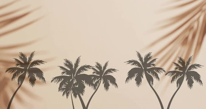 Animation of silhouettes of palm trees on beige background