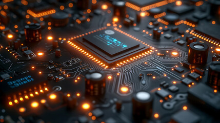Obraz premium Technology Artificial Intelligence, Electronic Shape AI Circuit Board Virtual Screen AI Circuit Board With Online Internet Network Innovative Technology Concepts