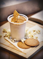 Delicious and refreshing coffee based beverage, ice coffee, cold drink, coffee beans