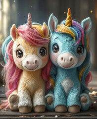 A couple of stuffed animals sitting next to each other