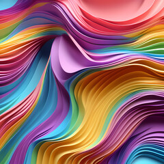 colorful 3D surface with grooves , abstract colorful background, rainbow 3d Rendered Background Shapes, multi-level 3d wallpaper with many colors