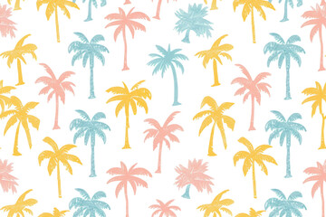 Seamless Summer Pattern with Pastel Palms