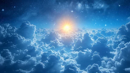 Fototapeten blue sky with clouds and sun © senadesign