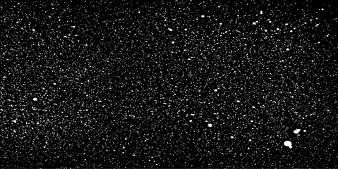 Snow, stars, twinkling lights, rain drops on black background. Abstract vector noise. Small particles of debris and dust. Distressed uneven grunge texture overlay.
