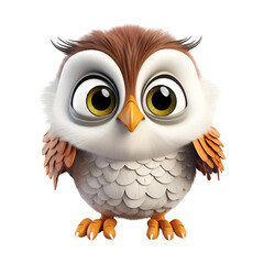 Naklejka premium 3D Cartoon Owl EDC Owl Night Owl Illustration Logo No Background Perfect for Print on Demand 
