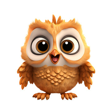 3D Cartoon Owl EDC Owl Night Owl Illustration Logo No Background Perfect for Print on Demand 