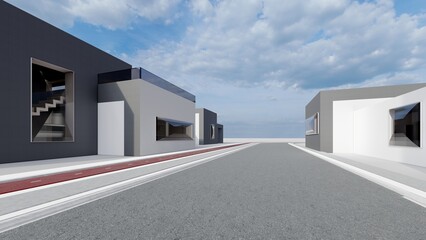 Fototapeta na wymiar 3d rendering architecture background building geometric shape
