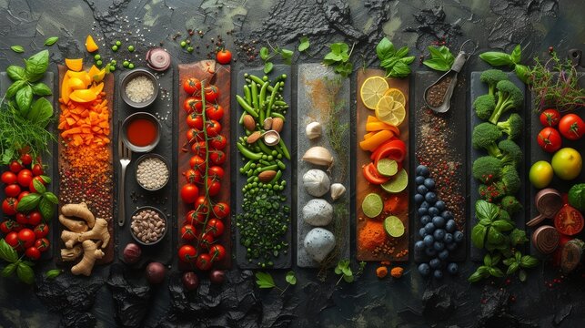 "Assortiment color&eacute; d'aliments frais et sains"