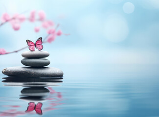 Zen Balance: Tranquil Harmony in Nature's Spa with Stacked Stones and Water Therapy