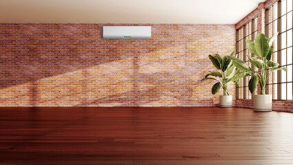 large luxury modern bright interiors living room with air conditioning mockup illustration 3D rendering