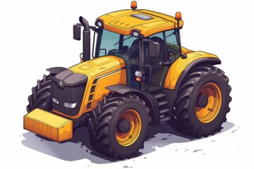 Tractor drawing. Background with selective focus and copy space