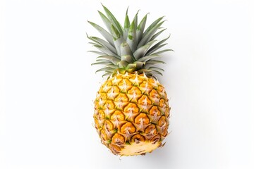 Fresh pineapple isolated on white background, top view 